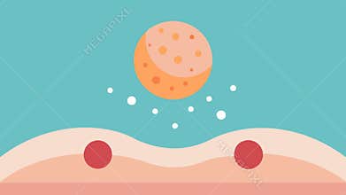 Nutrient Boost Illustrate exosomes delivering nutrients represented as small specks to a damaged skin area showcasing