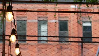 New York City building architecture, house exterior. Red brick facade. High line end, Chelsea, USA.