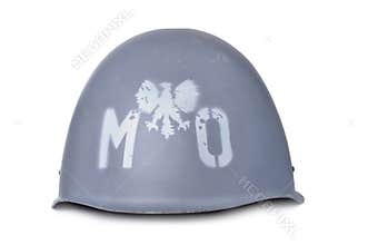 Polish MO (citizens militia) helmet isolated on white