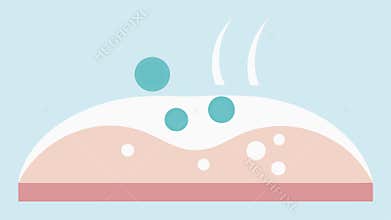 Scalp Nourishment A closeup of the scalp showing a healthy dermal layer. Exosomes are depicted as small bubbles