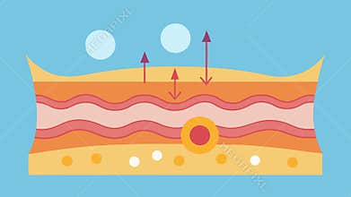 Skin Layering A crosssection of skin showing the epidermis and dermis layers with arrows indicating exosomes trating the