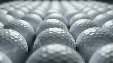 Rows of golf balls with dimples create a visually striking pattern background