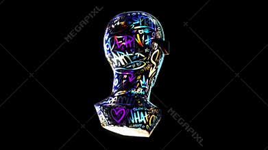 Abstract Graffiti Statue Loop Animation