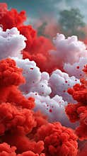 Dramatic Sky Filled with Red and White Clouds Ethereal Dreamscape Abstract Atmosphere Backdrop