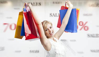 Woman shopping during sales season