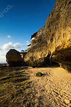 Massive Coastal Boulders Beside Tropical Beach