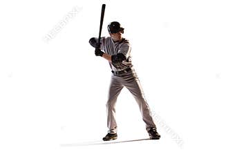 Isolated on white professional baseball player
