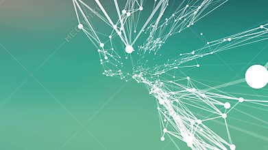 Abstract connections moving in space. White dots connected