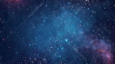 fantasy surreal starry sky with glowing stars and falling comets motion
