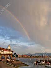 Rainbow over the port of Las Arenas, Getxo