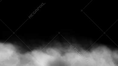 Volumetric smoke billowing across the ground against a transparent background.