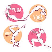 Yoga Class, Women Poses For Your Logo
