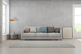 Living room with concrete wall in modern house, Loft interior design