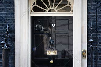 Entrance door of 10 Downing Street in London