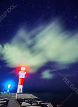 Star river with a light tower in port