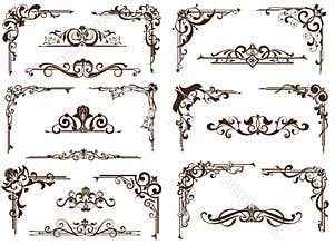 Vector vintage ornaments, corners, borders