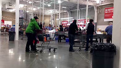 One side of check out counter inside Costco store