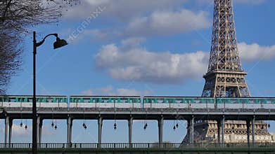 Metro Train-Eiffel Tower-Paris