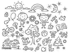 Black and white doodle set