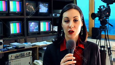 TV reporter in studio