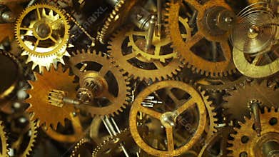 Old watch gears background with appearing new ones