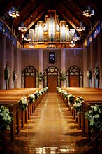 Church decorated for a wedding