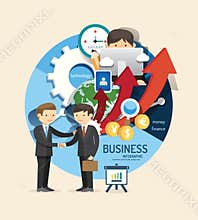 Boy learn business and finance design infographic,learn concept
