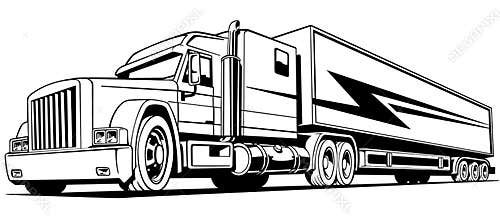 Retro truck big on the road symbol transportation