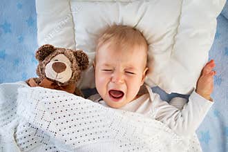 One year old baby crying