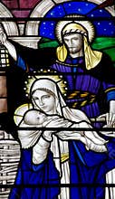 The Nativity: the birth of Jesus Christ in stained glass