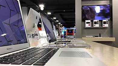 One side of display Macbook computer