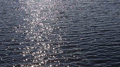 Sparkles and glitters on the water surface. Sunny lighting.