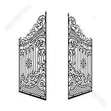 Isolated Decorated Steel Open Gates Illustration.