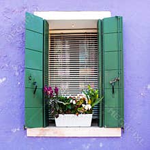 Window in Venetian island of Burano