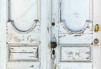 Old White Wooden Door