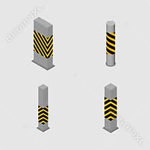 Set of concrete columns and pillars, vector illustration.