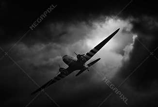 Dakota airplane in stormy weather
