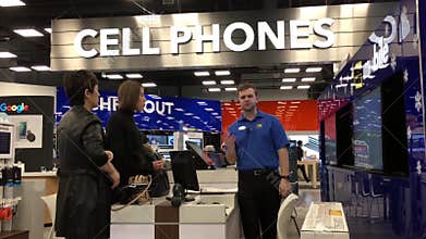 Motion of people buying new tv