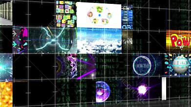 Seamless animation of computer or tv news broadcasting transmission screen interface display background