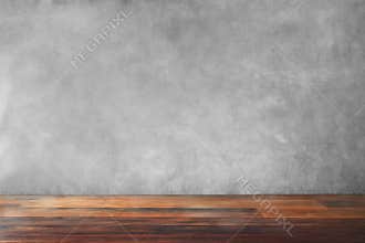 Concrete wall old wooden floor empty living room