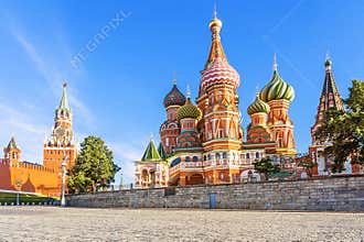 St. Basil`s Cathedral on Red Square in Moscow
