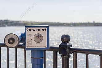 Viewpoint telescope overlooking Cardiff Bay