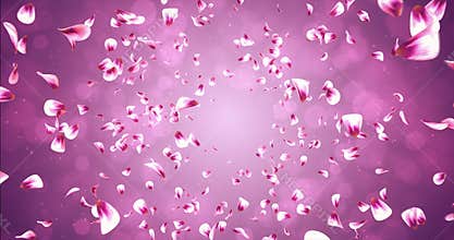 Flying Romantic Red Pink Rose Sakura Flower Petals Falling Background Loop 4k