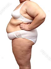 Overweight woman body in underwear