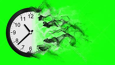 Time Disintegrating Into Dust. Green Screen.
