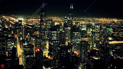 Chicago Night Skyline Timelapse 2
