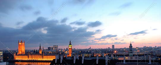 London skyline at dusk