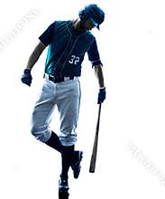 Man baseball player silhouette isolated