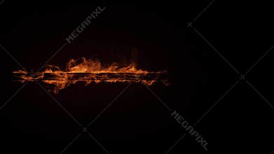 Burning wood beam from bottom to top with wind