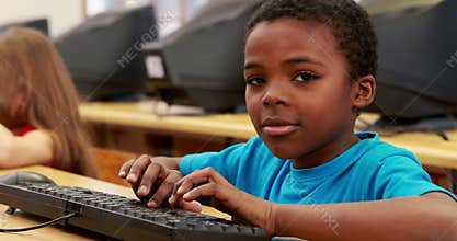 Cute pupils in computer class